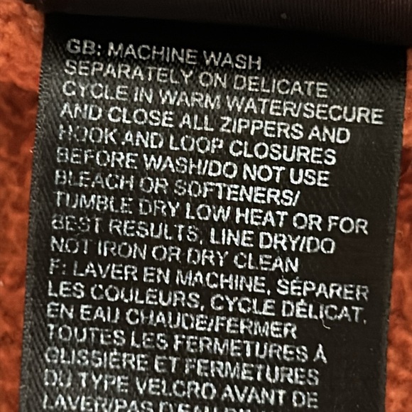The North Face Color Block Orange & Grey Full Zip Fleece Jacket w Zipper Pockets - Picture 8 of 10
